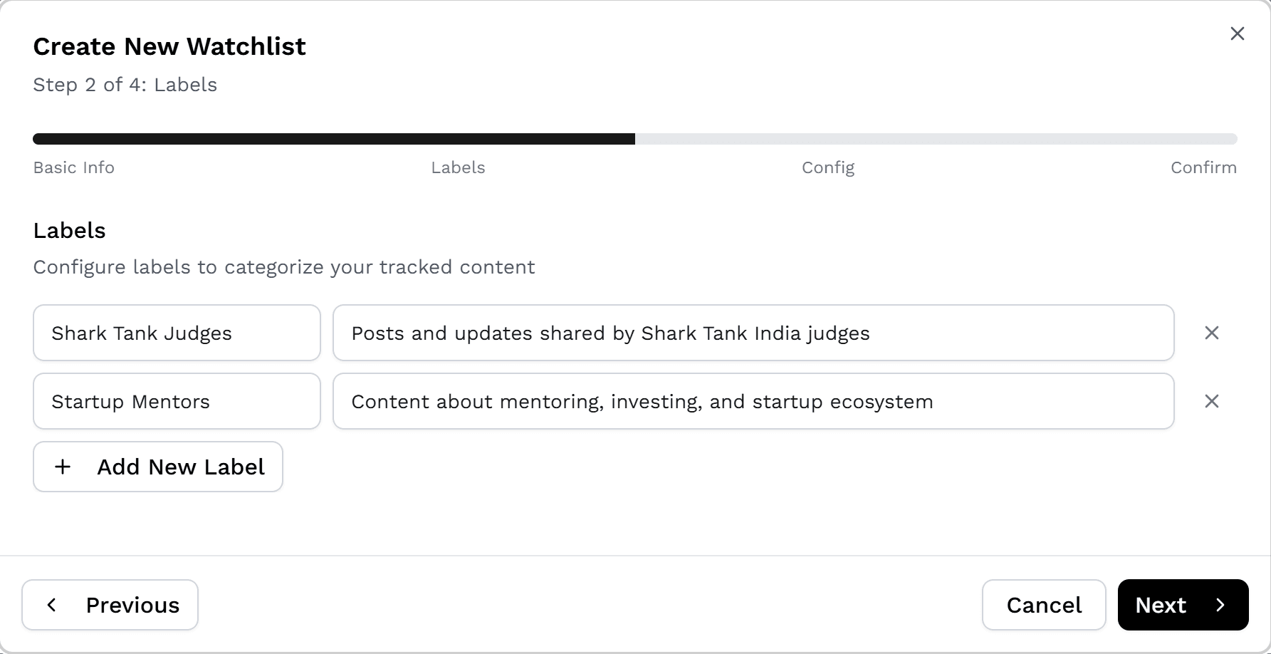 Smart labels feature in Outx.ai