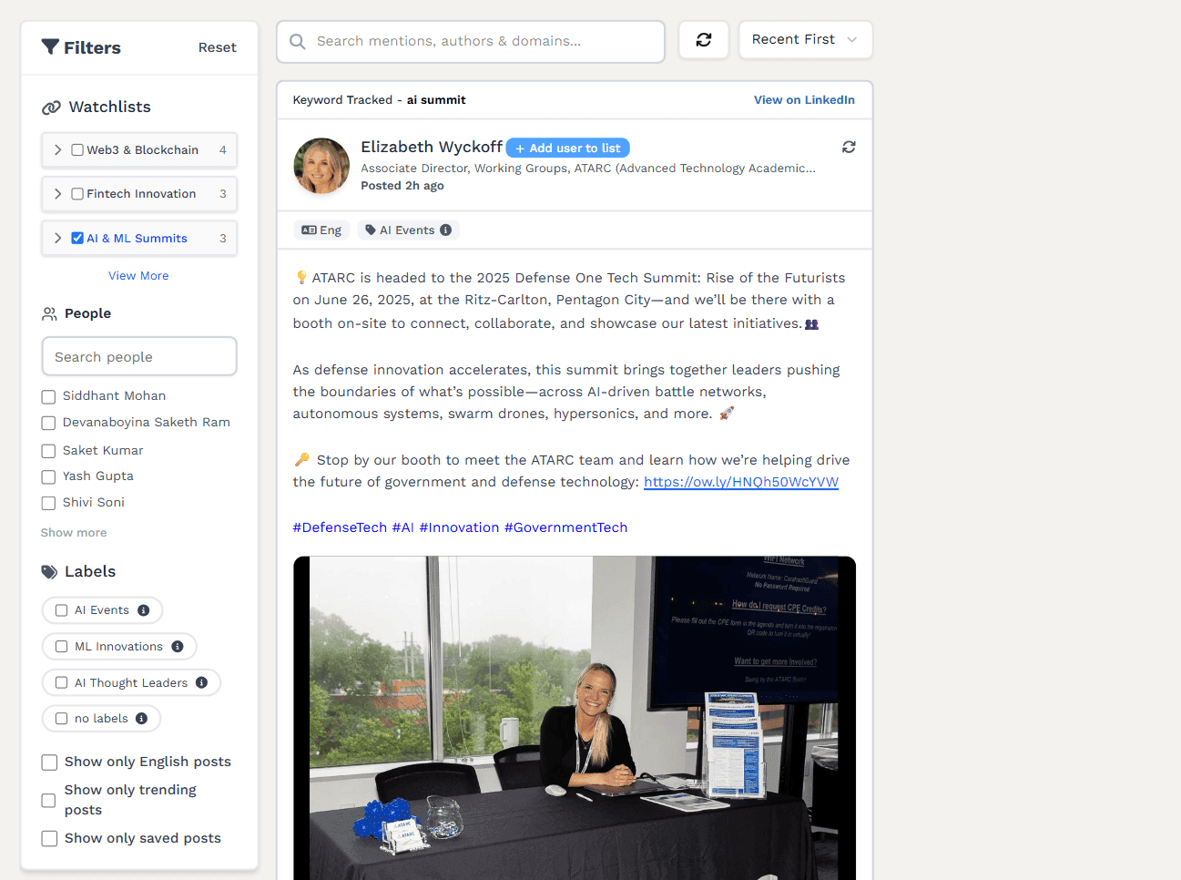 Outx.ai gives you a dedicated interface to manage keyword, profile, and company tracking